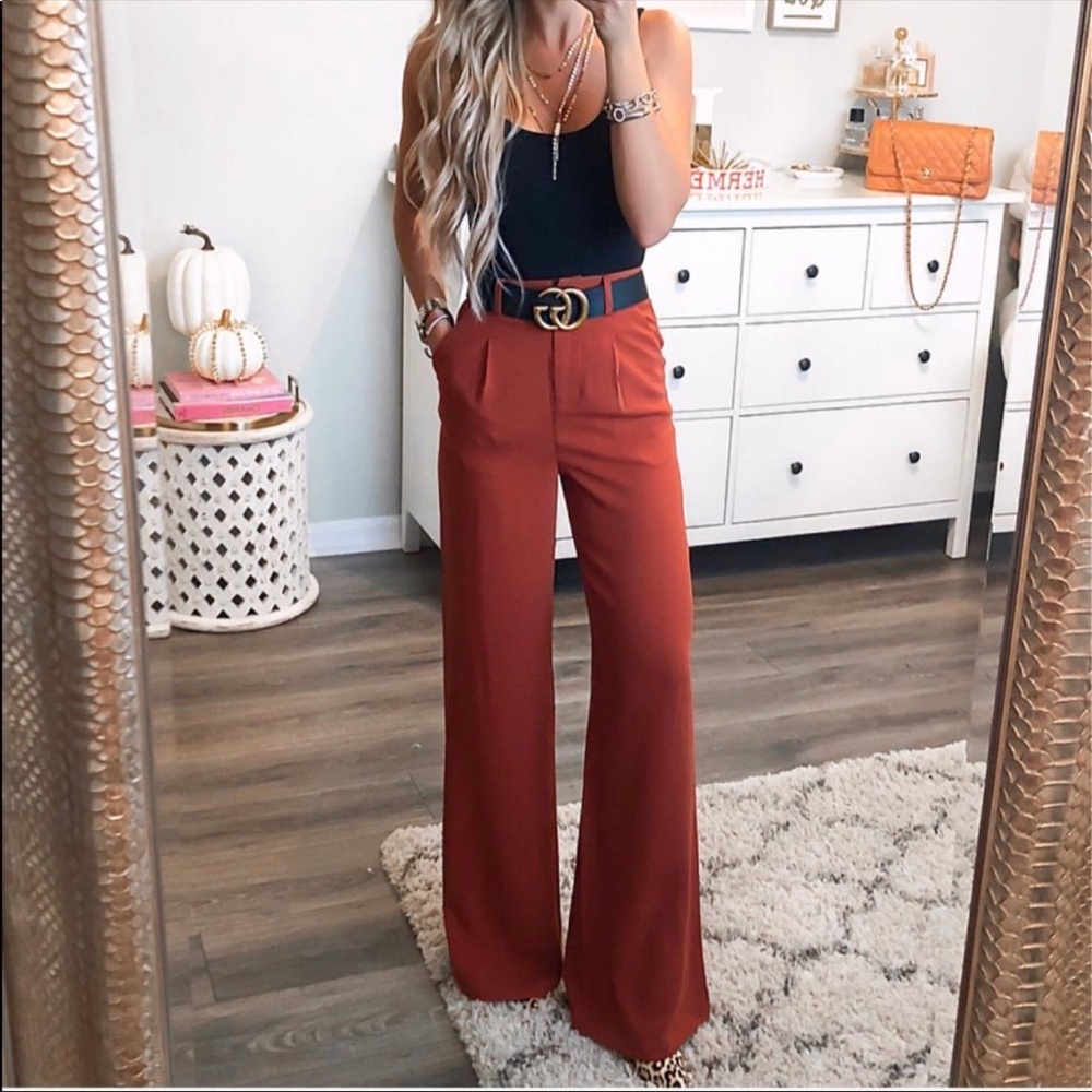 Leith High Waist Flare Pants - Green Bug